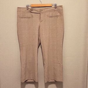 Mossimo Taupe Taylored Plaid Capri Dress Pants with Button & Zipper  Size 14